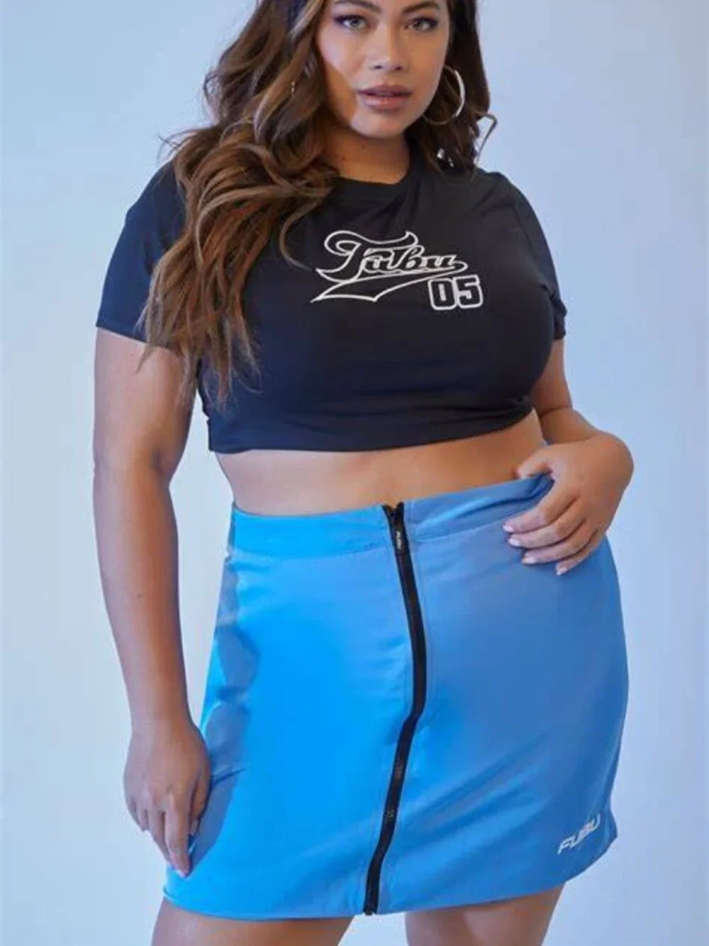 FOREVER21 _ FUBU collab Skirt NEW WITH TAGS SZ 1X - BLUE -  FULL ZIP